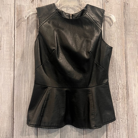 last kiss Tops - Last Kiss Black Faux Leather Sleeveless Top